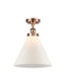 Cone Semi-Flush Mount shown in the Antique Copper finish with a Matte White shade