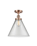 Cone Semi-Flush Mount shown in the Antique Copper finish with a Clear shade