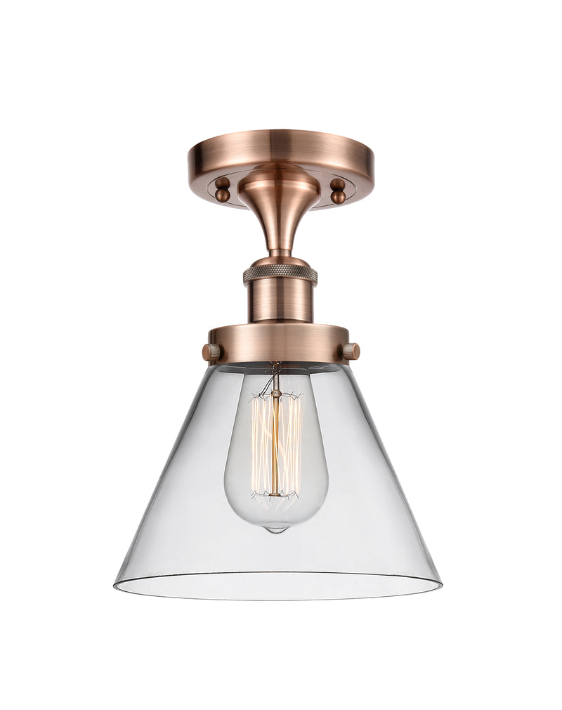 Cone Semi-Flush Mount shown in the Antique Copper finish with a Clear shade