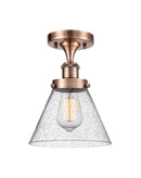 Cone Semi-Flush Mount shown in the Antique Copper finish with a Seedy shade