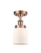 Bell Semi-Flush Mount shown in the Antique Copper finish with a Matte White shade