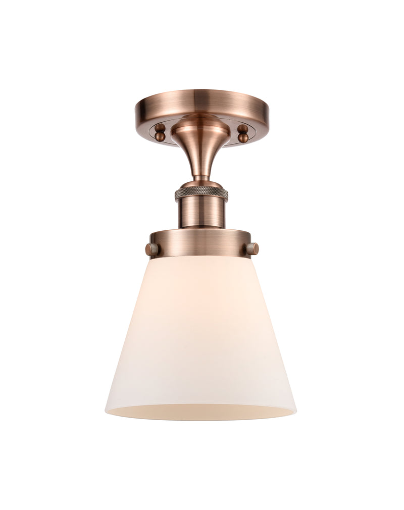 Cone Semi-Flush Mount shown in the Antique Copper finish with a Matte White shade