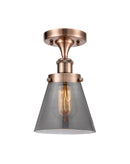 Cone Semi-Flush Mount shown in the Antique Copper finish with a Plated Smoke shade