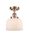 Bell Semi-Flush Mount shown in the Antique Copper finish with a Matte White shade