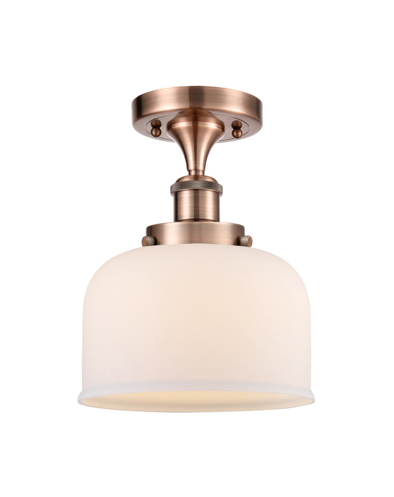 Bell Semi-Flush Mount shown in the Antique Copper finish with a Matte White shade