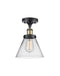 Cone Semi-Flush Mount shown in the Black Antique Brass finish with a Clear shade