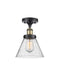 Cone Semi-Flush Mount shown in the Black Antique Brass finish with a Seedy shade