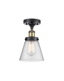 Cone Semi-Flush Mount shown in the Black Antique Brass finish with a Seedy shade