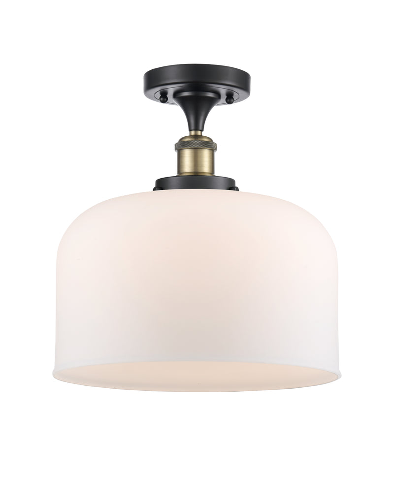 Bell Semi-Flush Mount shown in the Black Antique Brass finish with a Matte White shade