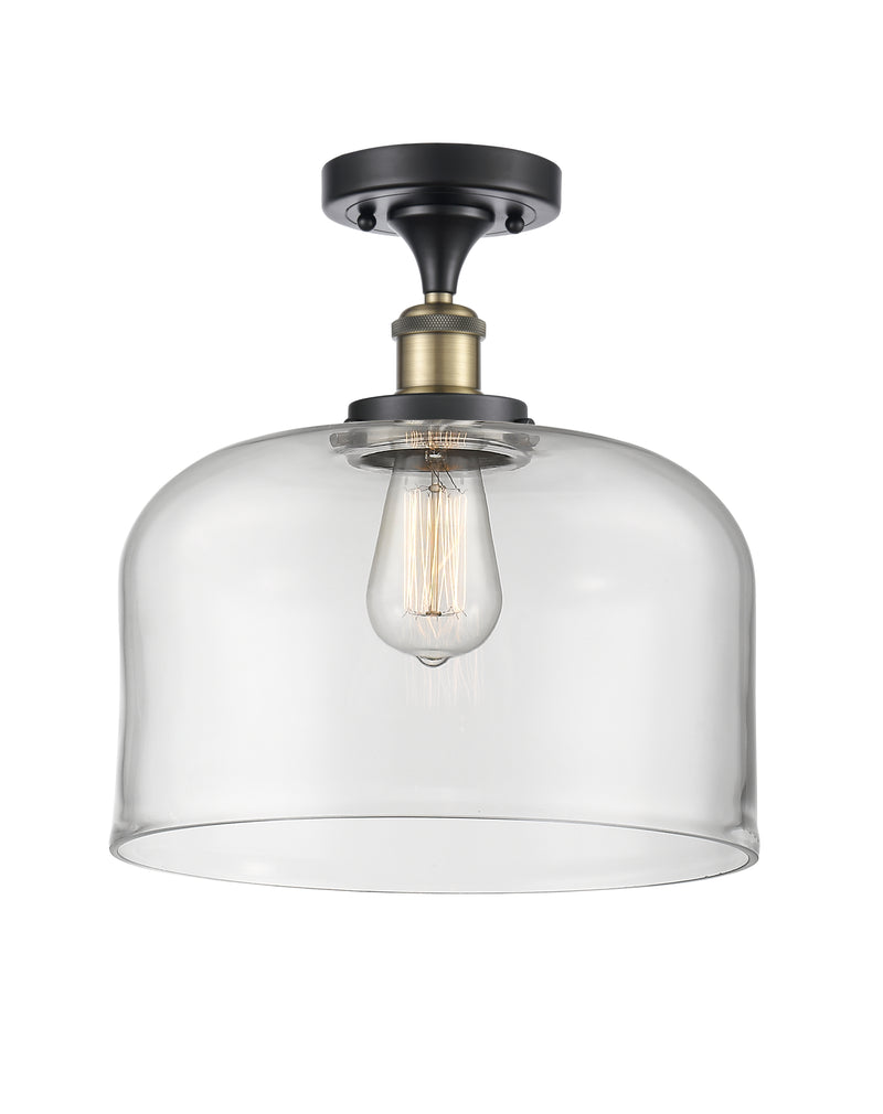 Bell Semi-Flush Mount shown in the Black Antique Brass finish with a Clear shade