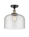 Bell Semi-Flush Mount shown in the Black Antique Brass finish with a Seedy shade