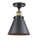 Appalachian Semi-Flush Mount shown in the Black Antique Brass finish with a Matte Black shade