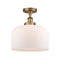 Bell Semi-Flush Mount shown in the Brushed Brass finish with a Matte White shade