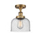 Bell Semi-Flush Mount shown in the Brushed Brass finish with a Seedy shade