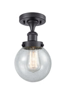 Beacon Semi-Flush Mount shown in the Matte Black finish with a Seedy shade