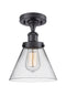 Cone Semi-Flush Mount shown in the Matte Black finish with a Clear shade