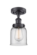 Bell Semi-Flush Mount shown in the Matte Black finish with a Clear shade