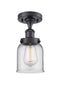 Bell Semi-Flush Mount shown in the Matte Black finish with a Clear shade