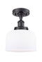 Bell Semi-Flush Mount shown in the Matte Black finish with a Matte White shade