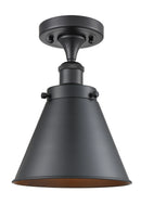 Appalachian Semi-Flush Mount shown in the Matte Black finish with a Matte Black shade