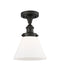 Cone Semi-Flush Mount shown in the Oil Rubbed Bronze finish with a Matte White shade