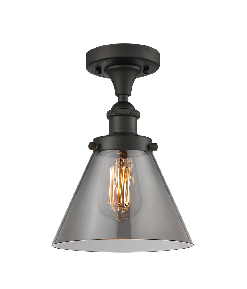 Cone Semi-Flush Mount shown in the Oil Rubbed Bronze finish with a Plated Smoke shade