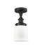 Bell Semi-Flush Mount shown in the Oil Rubbed Bronze finish with a Matte White shade