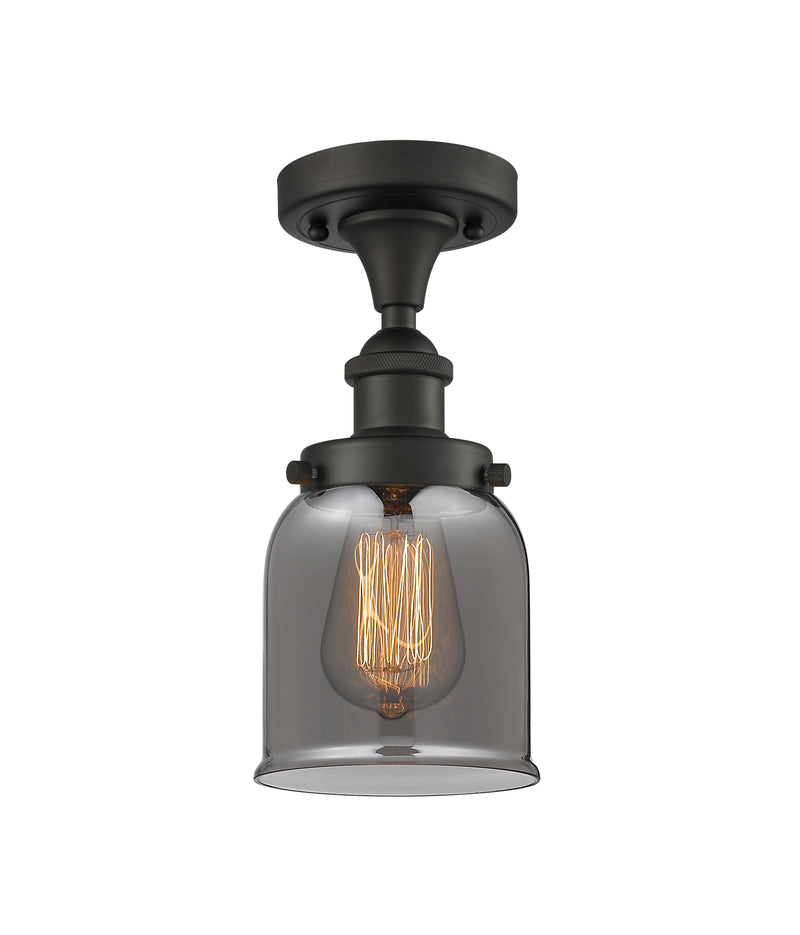 Bell Semi-Flush Mount shown in the Oil Rubbed Bronze finish with a Plated Smoke shade