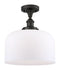 Bell Semi-Flush Mount shown in the Oil Rubbed Bronze finish with a Matte White shade