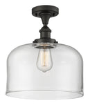 Bell Semi-Flush Mount shown in the Oil Rubbed Bronze finish with a Clear shade