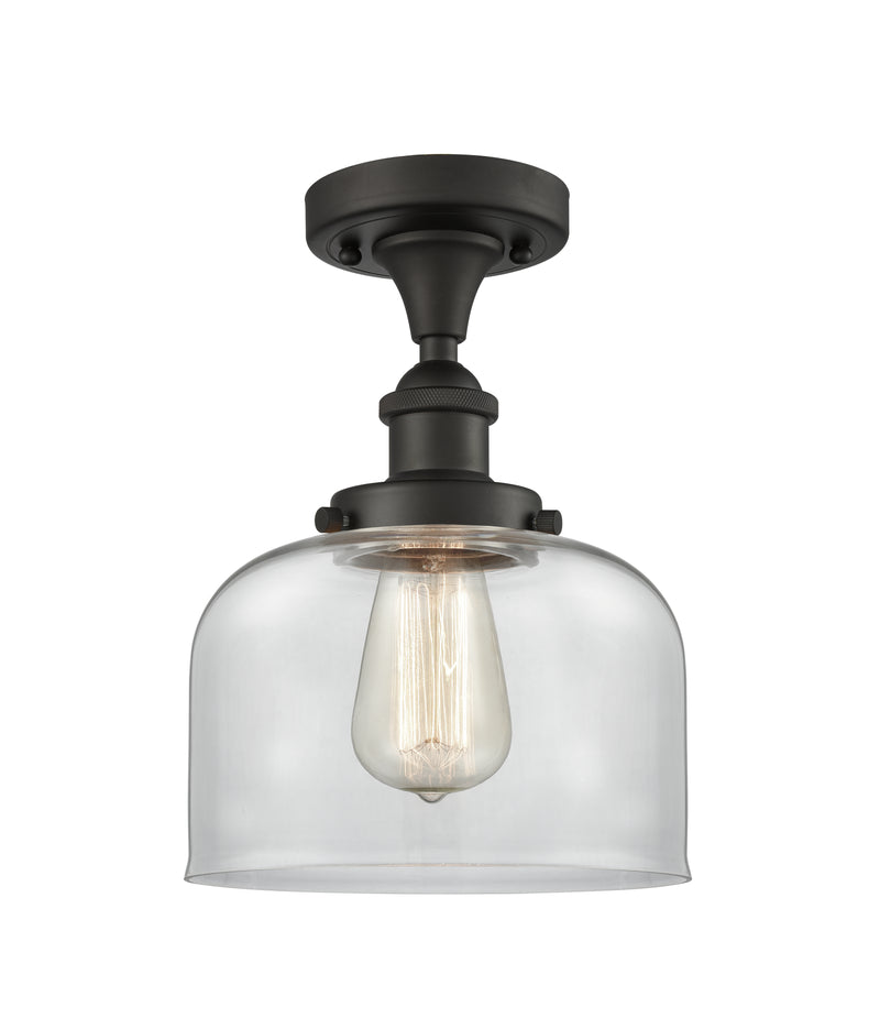 Bell Semi-Flush Mount shown in the Oil Rubbed Bronze finish with a Clear shade