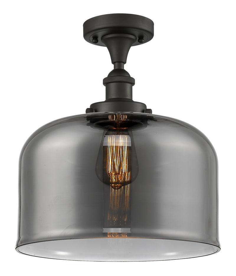 Bell Semi-Flush Mount shown in the Oil Rubbed Bronze finish with a Plated Smoke shade