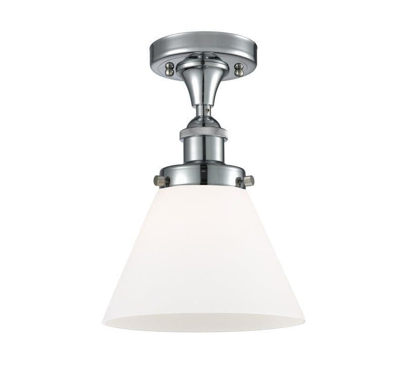 Cone Semi-Flush Mount shown in the Polished Chrome finish with a Matte White shade