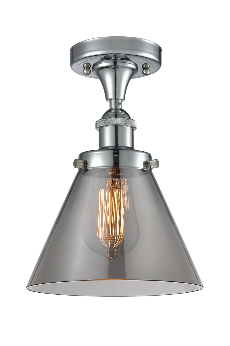 Cone Semi-Flush Mount shown in the Polished Chrome finish with a Plated Smoke shade