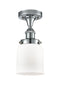 Bell Semi-Flush Mount shown in the Polished Chrome finish with a Matte White shade