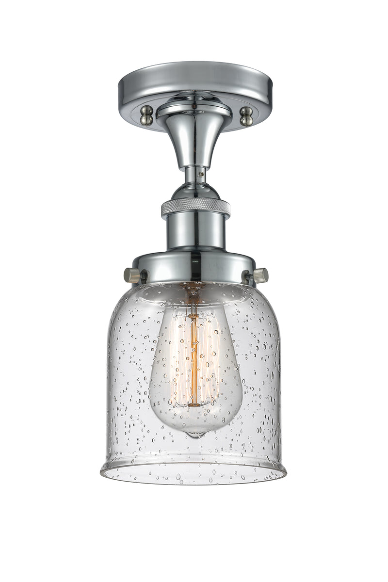 Bell Semi-Flush Mount shown in the Polished Chrome finish with a Seedy shade