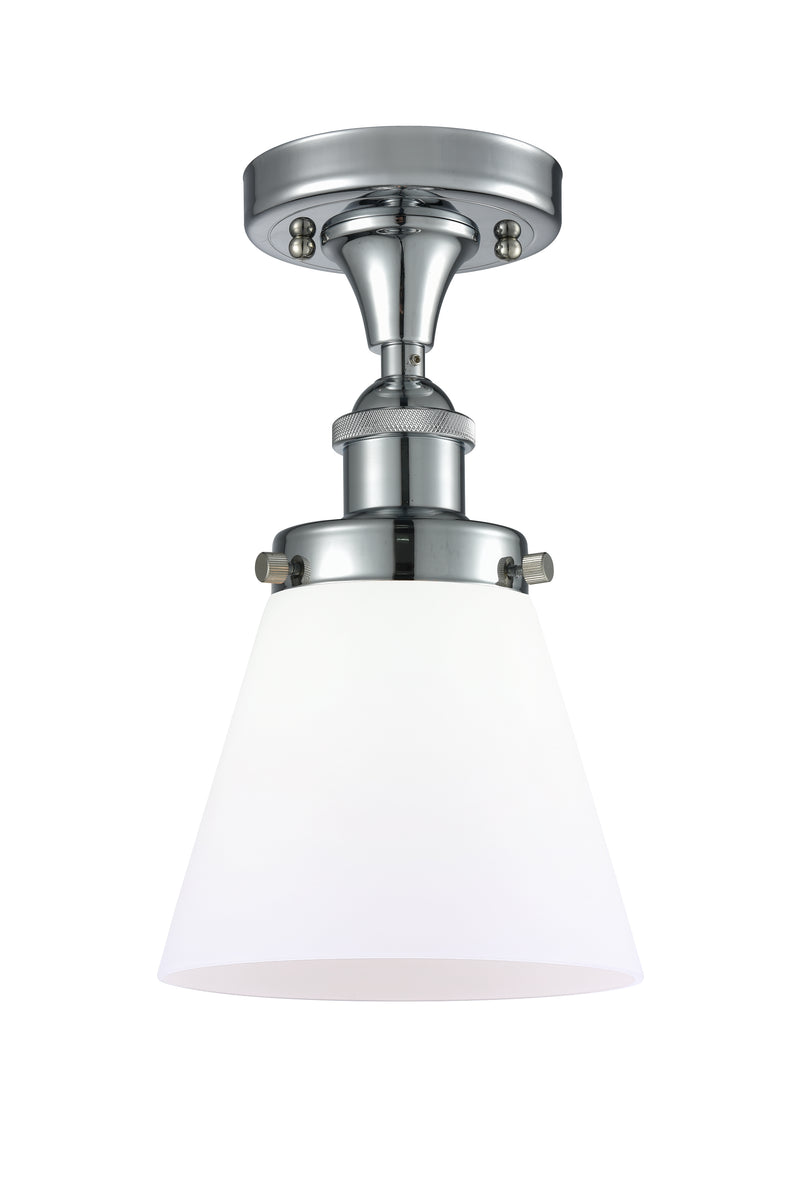 Cone Semi-Flush Mount shown in the Polished Chrome finish with a Matte White shade