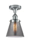 Cone Semi-Flush Mount shown in the Polished Chrome finish with a Plated Smoke shade