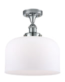 Bell Semi-Flush Mount shown in the Polished Chrome finish with a Matte White shade