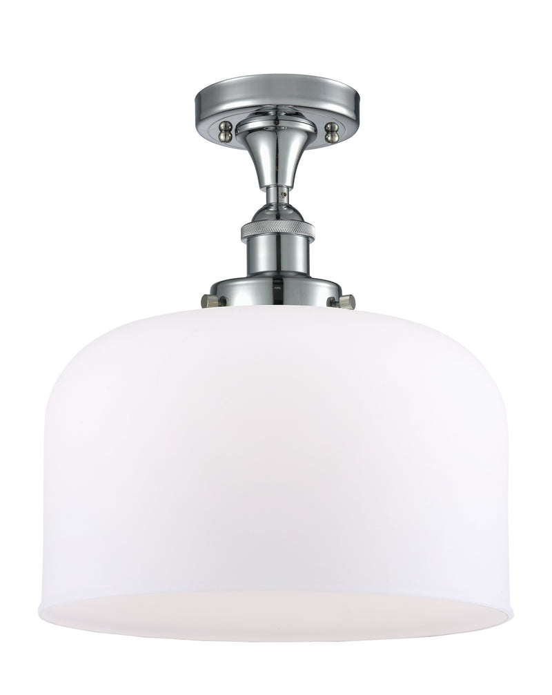 Bell Semi-Flush Mount shown in the Polished Chrome finish with a Matte White shade