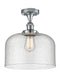 Bell Semi-Flush Mount shown in the Polished Chrome finish with a Seedy shade