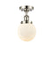 Beacon Semi-Flush Mount shown in the Polished Nickel finish with a Matte White shade