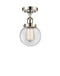 Beacon Semi-Flush Mount shown in the Polished Nickel finish with a Clear shade