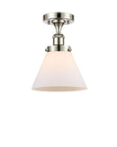 Cone Semi-Flush Mount shown in the Polished Nickel finish with a Matte White shade