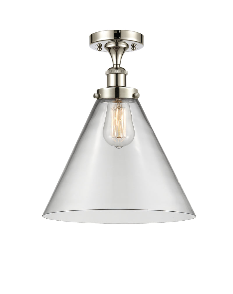 Cone Semi-Flush Mount shown in the Polished Nickel finish with a Clear shade