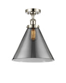 Cone Semi-Flush Mount shown in the Polished Nickel finish with a Plated Smoke shade