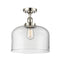 Bell Semi-Flush Mount shown in the Polished Nickel finish with a Clear shade