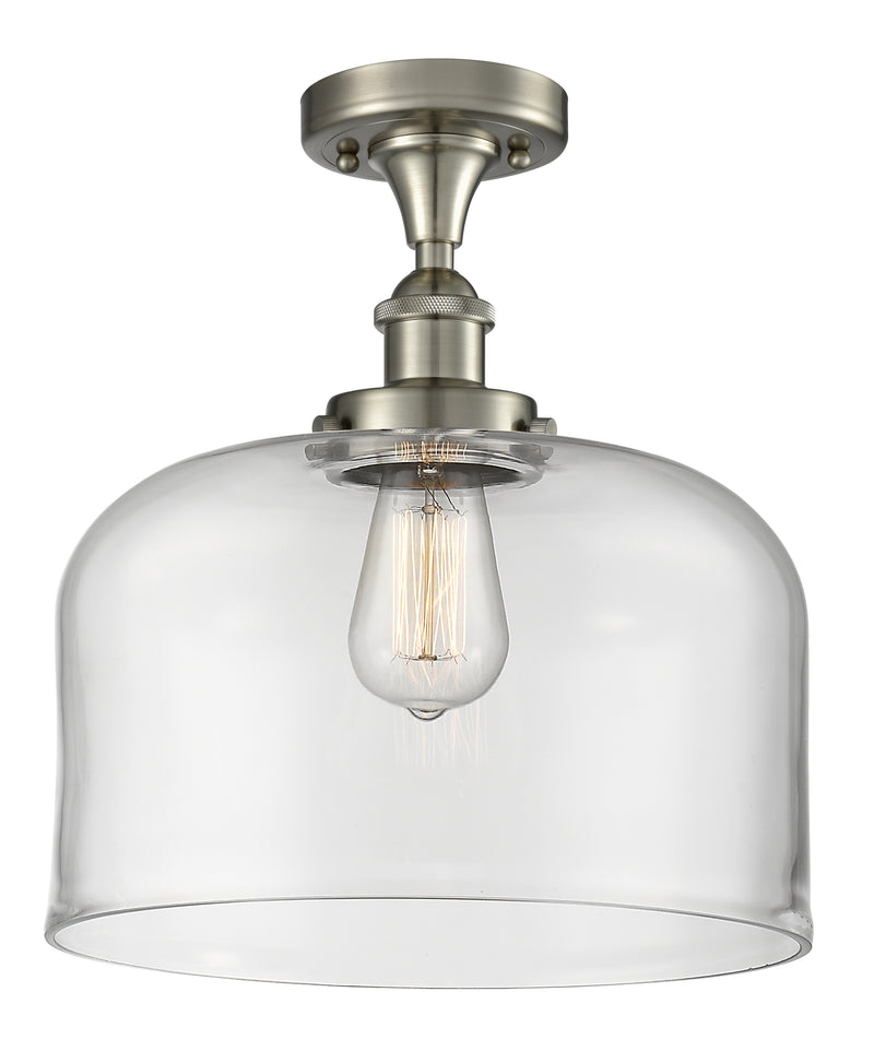 Bell Semi-Flush Mount shown in the Brushed Satin Nickel finish with a Clear shade