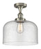 Bell Semi-Flush Mount shown in the Brushed Satin Nickel finish with a Seedy shade