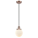 Beacon Mini Pendant shown in the Antique Copper finish with a Matte White shade